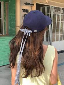 1pc Letter Embroidered Baseball Cap, Bowknot Fashion Versatile Elegant Sun Protection Suitable For Outdoor Travel - Lace - View 6