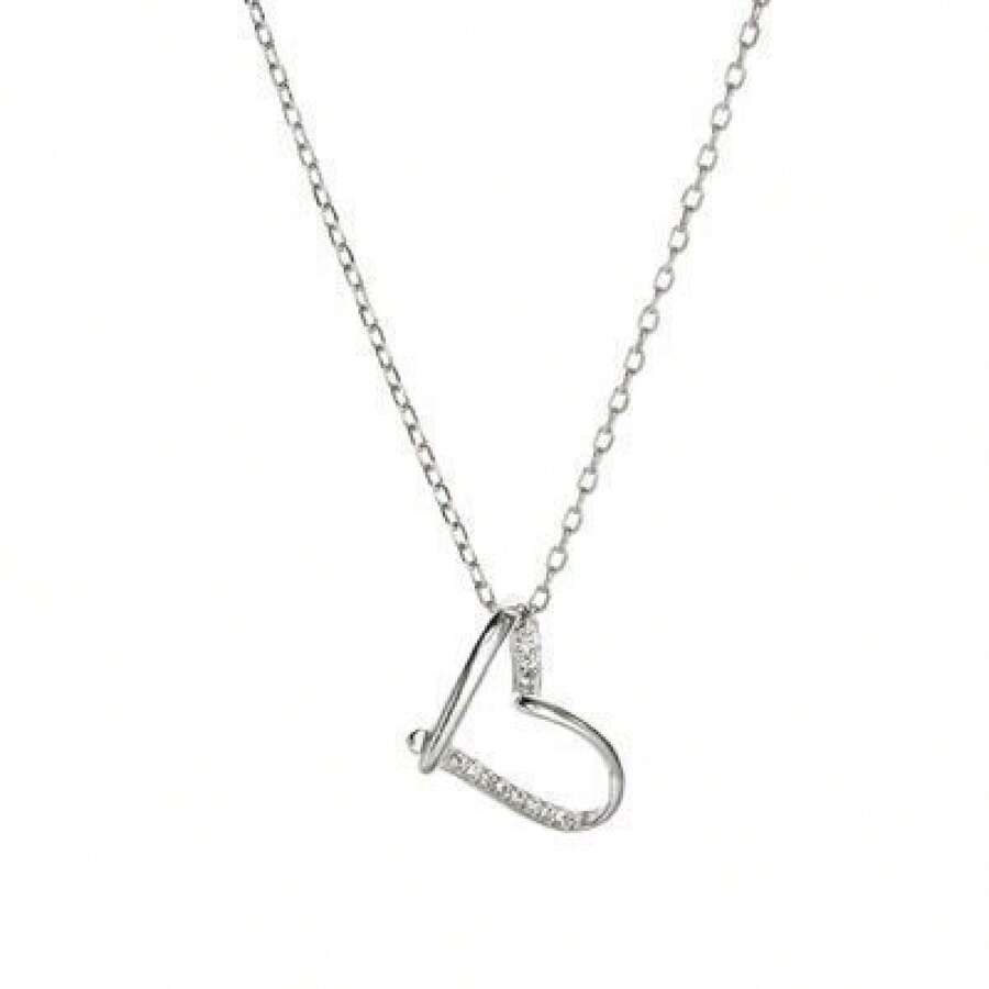 Collar en forma de corazón con cadena para clavícula - Dorado - Ver 1