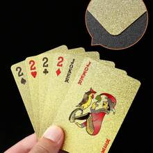 1 Paquet - Cartes à jouer en plastique PVC doré, imperméables, résistantes aux plis, épaissies, durables, cartes à jouer dorées cool - Choix idéal pour les cadeaux de Noël, Halloween, Thanksgiving et les soirées de jeux. À la mode et durable, choix parfait pour les cadeaux de voyage pendant les vacances. Jeux de fête et fournitures pour événements. Pratique et pratique, robuste et durable. Fournitures de festival et de fête, beau et pratique. - Multicolore - Voir 5