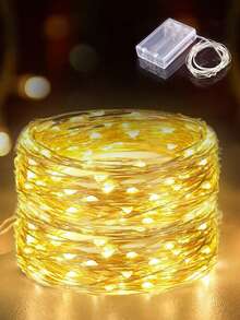 1pc 1/2/3/5/10M Indoor Decorative LED Copper Wire Light, Battery Powered – Bendable & DIY Shapeable String Light For Home Decor, Party Decor, Holiday Decor, Wedding Decor, Outdoor Garden, Camping – String Light For Room/House Decor - Yellow - View 2