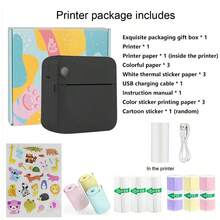 PRINHSJI Mini Printer, Portable Thermal Inkless Sticker Printer, Comes With 9 Rolls Of Paper, Suitable For Notes, Photos, Course Labels, To-Do Lists, Ideal Holiday Gift - Multicolor - View 18