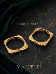 Bracelete Quadrado Fino - Dourado - Visão 4