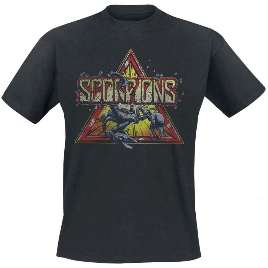 Chemise imprimée triangle rétro Scorpions% Coton T-shirt décontracté unisexe pour fans de rock - CMTDGABC724 - Voir 1