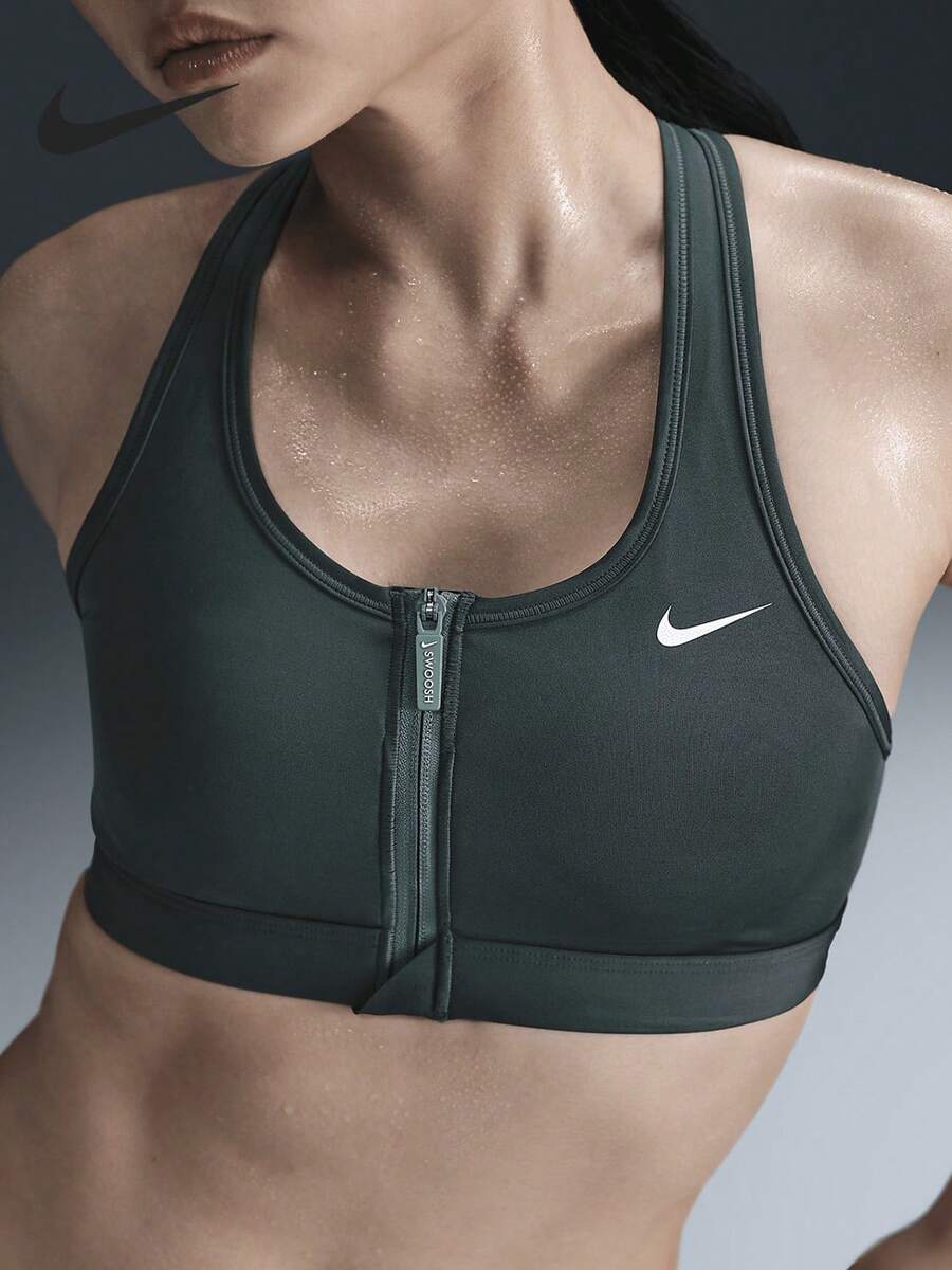 Sujetador deportivo Nike Authentic Swoosh para mujer, transpirable, con cremallera, fácil de poner y quitar FN2732-338 - FN2732-338 - Ver 1