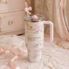LoveShackFancy X Stanley 40oz Pink Floral Quencher Tumbler With Bow Topper - Pink - Butterfly - View 4