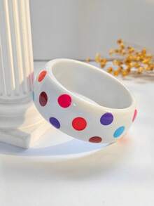 1pc Dopamine Colorful Polka Dot Acrylic Bracelet, Ins Style Retro Hong Kong Style Exaggerated Wide Cuff, Suitable For Women's Daily Wear - Polka Dot Acrylic Bracelet - View 12