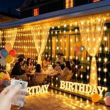 AA Battery Powered LED Curtain Lights, 8 Modes String Lights, Indoor/Outdoor Use, Suitable For Windows, Wall Hanging, Bedroom Backdrop, Wedding Party, Halloween Christmas Indoor Decoration - AA Battery Box Curtain Light - View 7