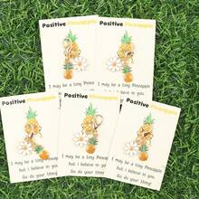 5pcs Mini Pineapple Keychains With Positive Pineapple Greeting Card, Unique Gift For Friends And Family, Accessory, Playful Design, Durable Keychain, Pineapple Accessory, Holiday, Birthday, Graduation, Vacation Gift - Multicolor - View 1