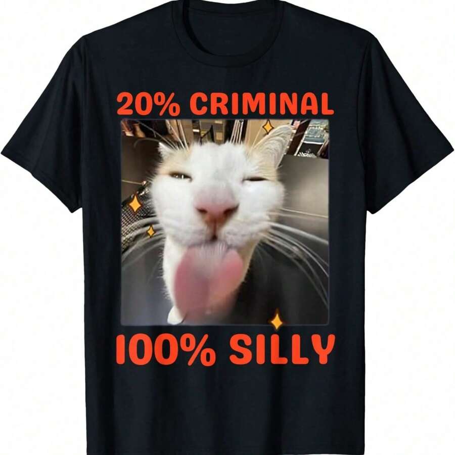 Funny Cat Meme T-Shirt - Black - View 1