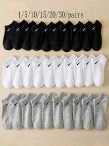 30 Pairs Mer's Breathable Sports Socks, Fashionable Left Print High-Top Running Socks, Comfortable & Breathable, Anti-Odor, Suitable For Daily Wear, Antibacterial & Deodorizing, 1/5/10/15/20/30 Pairs - A - View 4
