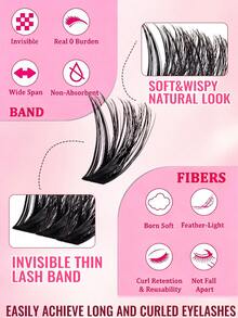 MEM 720pcs Fluffy Single Cluster False Eyelashes Book, Mixed Length Fine & Thick Stem Lashes, Mixed Density, Soft Reusable Comfortable Set, Includes Glue, Remover And Tweezers, Suitable For Beginners To Create Cat Eye And Round Eye Looks - 黑色 - 查看 5