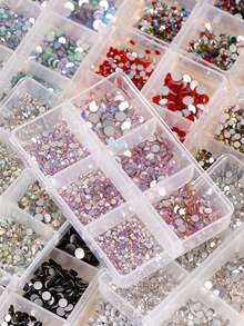 Nueva caja de cristales de diamantes de colores con base plana de varios tamaños para decoración 3D de arte de uñas, strass - Rosa Pálido - Ver 2