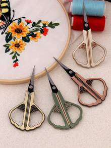 复古雕花空心柄不锈钢缝纫剪刀，锋利刀尖，可精准剪裁，不易散边，适用于缝纫、十字绣、针线活、纸张/办公用品、修眉、茶艺及手工艺/东方风格爱好者收藏 - 尖頭小剪刀 - 查看 2