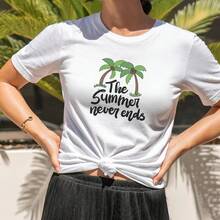 Camiseta de verano 2026, camiseta gráfica de verano, camiseta estética rosa, camiseta con palmeras tropicales, atuendo de vacaciones, camiseta de playa linda para mujeres, camiseta para homb - Blanco - Ver 1