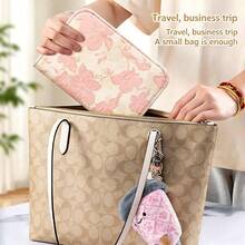 Floral Print Jewelry Storage Book 5 Pages, With Zipper, Portable Anti-Tangle, Suitable For Necklaces, Earrings, Rings, Travel And Home Use - Multicolor - View 5