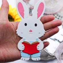 Cartoon Bunny Metal Cutting Dies, Cute Rabbit With Book Die Cuts For Birthday Cards | Teacher's Day Cards | Graduation Season Cards | Scrapbooking - A - View 4