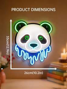 可愛熊貓造型霓虹燈，動物主題 LED 霓虹燈，時尚牆面裝飾，適合臥室、宿舍與派對 - 彩色光 - 查看 3