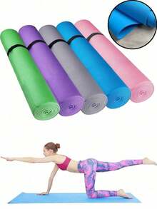 1pc Extra Thick Non-Slip Yoga Mat - Shock-Absorbing Workout Mat With Carrying Strap, Suitable For Yoga, Fitness And Dance - For Yoga Enthusiasts And Fitness Enthusiasts - Suitable For Outdoor, Home And Studio Workouts - Multicolor - View 2