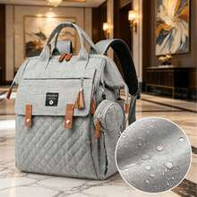 Large Capacity Diaper Bag Backpack, Multifunctional Maternity Bag For Mom, Lightweight Care Backpack For Stroller Walks, Park & Weekend Getaways - Grey - View 3