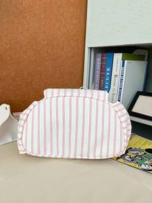 1pc Striped Pattern Drawstring Flap Backpack, Lightweight Casual Backpack, Multi-Pocket Student Backpack, Fashion Accessory For Girls/Teens/Students For Commuting, School, Beach, Travel, Daily Use - Multicolor - View 12