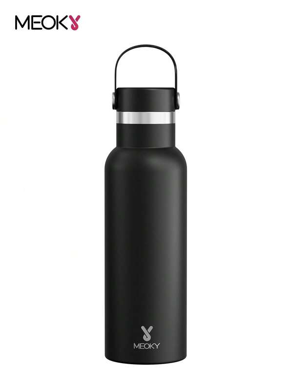 Meoky 17oz/500ml 真空保溫不鏽鋼水壺，附攜帶手柄蓋，大容量且易於攜帶，長效保溫保冷，適合學生、辦公室、健身房及戶外旅行