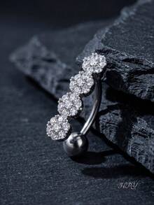 1pc Personalized Fashion Exaggerated Shiny Zirconia Women's Belly Piercing Bar - Silver - View 6