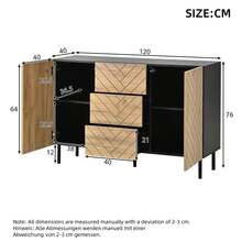 Aparador 120 cm Natural de Particle Board con almacenamiento - Natural - Ver 5
