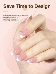 160Pcs Short Almond Pink And White French Gel Press On Nails, Matte French Press On Nails, Soft Gel Press On Nails, These Long Lasting Press On Nails Come In 16 Sizes For DIY Nail Art, For Women And Nail Salons - Brown - View 3