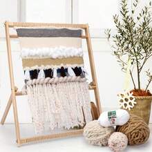 Adjustable Foldable Wood Weaving Loom Frame, DIY Handcraft Loom With Comb Bobbin For Wall Hanging Scarf Blanket Making - 70*50cm - 查看 2