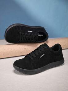 Women's Plus Size Wide Fit Minimalist Casual Sneakers, Soft & Bouncy Barefoot Feel, Versatile Daily Commute & Weekend Outing Shoes - Black - View 2