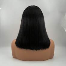 Natural Black Colored Short Bob With Bangs Full Machine Made Wig 12inch Silk Straight Glueless Wig No Lace Ready To Wear Real Human Hair Wig Cap For Beginners Non Lace Wig Bob Wig - Natural Black - View 7