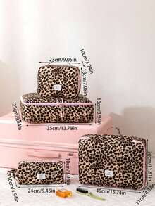 1Pc/Set Leopard Print Large Capacity Travel Storage Bag Set,Waterproof Luggage Storage Bag,Clothing Bag,Makeup Bag,Toiletry Bag,Travel Essentials - Multicolor - View 10