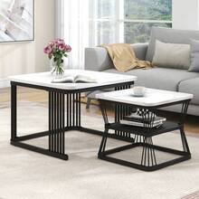 Modern Coffee Table / MDF Coffee Table With Marble Look / Extendable Coffee Table / Lightweight Luxury / Suitable For Various Occasions / Load Capacity 30 Kg / Suitable For Living Rooms And Offices - White - View 10