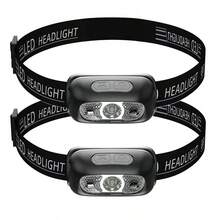 1/2pcs Ultra Bright Wave Sensor USB Rechargeable Mini LED Headlight, Rechargeable LED Headlamp With Motion Sensor Function, Suitable For Hiking, Camping, Running And Night Fishing - Black - View 13