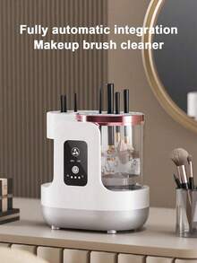 3-In-1 Electric Cosmetic Brush Cleaner, Automatic Cosmetic Brush Cleaner With Cosmetic Brush Dryer, Portable USB Plug And Play, Deep Cleaning, Suitable For All Sizes Of Cosmetic Brush Set, Powder Blusher Brush, Sponge ,Perfect Holiday Gift - White - View 2
