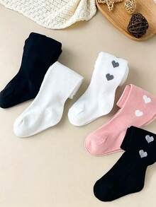 5 Pasang Celana Ketat Anak Warna Polos dengan Motif Hati, Gaya Manis dan Imut, Kain Lembut dan Ramah Kulit, Cocok untuk Sekolah, Santai dan Pakaian Sehari-hari, Serbaguna untuk Musim Semi, Musim Gugur dan Semua Musim, Sempurna untuk Dipadukan dengan Seragam Sekolah - MultiWarna - View 4