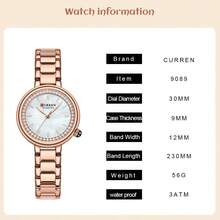 Jam Tangan Wanita CURREN, Jam Tangan Wanita Modis, Elegan, Dial Quartz, Tahan Air, Gelang Bercahaya dengan Rhinestone dan Tali Stainless Steel - MultiWarna - View 9
