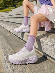 CAMEL CROWN Women's Cushioned Running Shoes, Non-Slip Shock-Absorbing Jogging Casual Sneakers - Snowflake White/Orchid Purple - View 3
