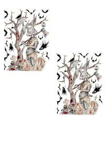 Halloween Window Clings Stickers Spooky Decor Removable Wall Art Decals For Home Party Supplies - Multicolor - View 12