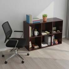 Bücherregal 6-Slot Aufbewahrungsregal Massivholz Bücherregal Holz Magazin Organizer - Rechteck - Übersicht 3