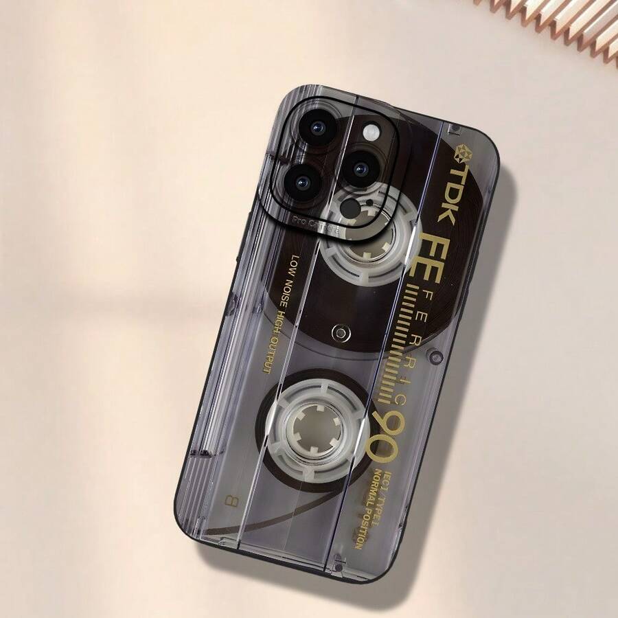 Funda para teléfono: Carcasa suave negra con patrón creativo de moda de cinta de casete, compatible con iPhone 16/15/14/13/12/11/ XS Max / 11 Pro Max / 13 Pro / 14 Pro / 15 Pro / 16 Pro / 15 Pro Max / 14 Pro Max / 13 Pro Max / XS Max / XR / XS / 7 Plus / 6 Plus /7/8/14 Plus / 15 Plus / 16 Plus / 12 Mini / 13 Mini / 14 Pro / 15 Pro Max / 16 - MSTSY-BWH-CJ - Ver 1