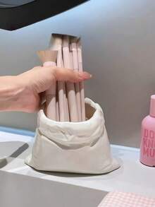 1 kệ lưu trữ mặt bàn bằng gốm dễ thương, thu hút, dùng cho mỹ phẩm, kem đánh răng, bàn chải đánh răng và sữa rửa mặt - Nhiều màu - Xem 6