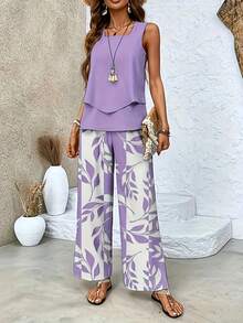 Conjunto Elegante de Cardigán y Pantalón en Color Sólido - Albaricoque - Ver 5