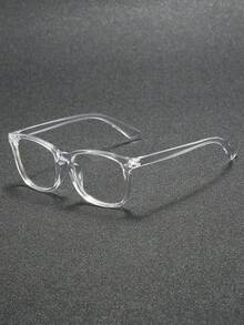 1 Pair Geometric Frame Men's Modern Minimalist Style Elegant Transparent Glasses, Suitable For Back To School, Office, Reading, Daily Wear - Clear - View 2