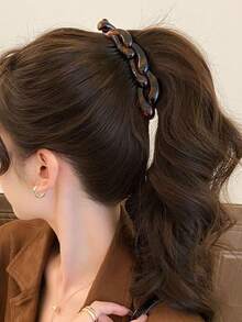 3pcs/1pc Acrylic Chain-Link Hair Barrettes, Minimalist Twisted Banana Clips, Perfect For Workwear Essentials, Casual Office & Summer Outfit,Claw Clips - Multicolor - View 3