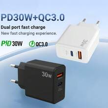 Bộ sạc USB-C 30W hai cổng, tương thích với Pixel 10Pro/10Pro XL/10Pro Fold, Pixel 9Pro/9/9Pro XL/9a/8/8Pro/7/7Pro, Pixel Watch 4/3, hỗ trợ sạc nhanh PD, thiết kế nhỏ gọn. - Phích cắm loại C của EU (220-240V) - Xem 6