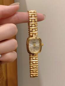 Jam Tangan Quartz dengan Sambungan Bambu Persegi Warna Emas/Perak Ini Cocok untuk Dipakai Sehari-hari dan Juga Merupakan Hadiah Sempurna untuk Ulang Tahun dan Natal. - Emas - View 3