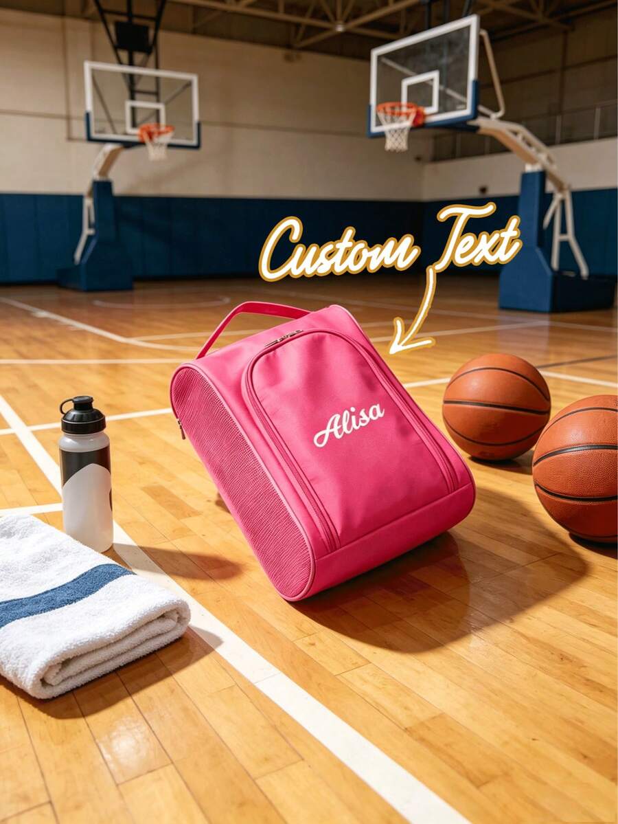 Customized Name Shoe Storage Bag, Portable Shoe Bag, Specialized Custom Bag For Sneakers And Flip-Flops, Personalized Shoe Bag, Football Shoe Bag, Large Capacity Portable Travel Shoe Bag, Handheld Shoe Box - Multicolor - View 1