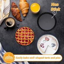 Baking Tart Mold, Detachable Bottom Non-Stick Carbon Steel Tart Pan, Oven Baking Savory Pie/Pie Dish (Multiple Sizes Available) - Multicolor - View 5