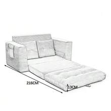 Two-Seater Sofa, Ideal For Lying Down And Sitting, With Widened Armrests And Side Pockets - Suitable For Living Room, Bedroom And Office, Grey - Dark Gray - View 6